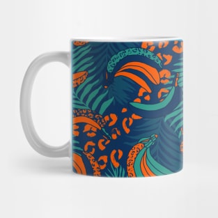 Orange and Teal Palms and Bananas Mug